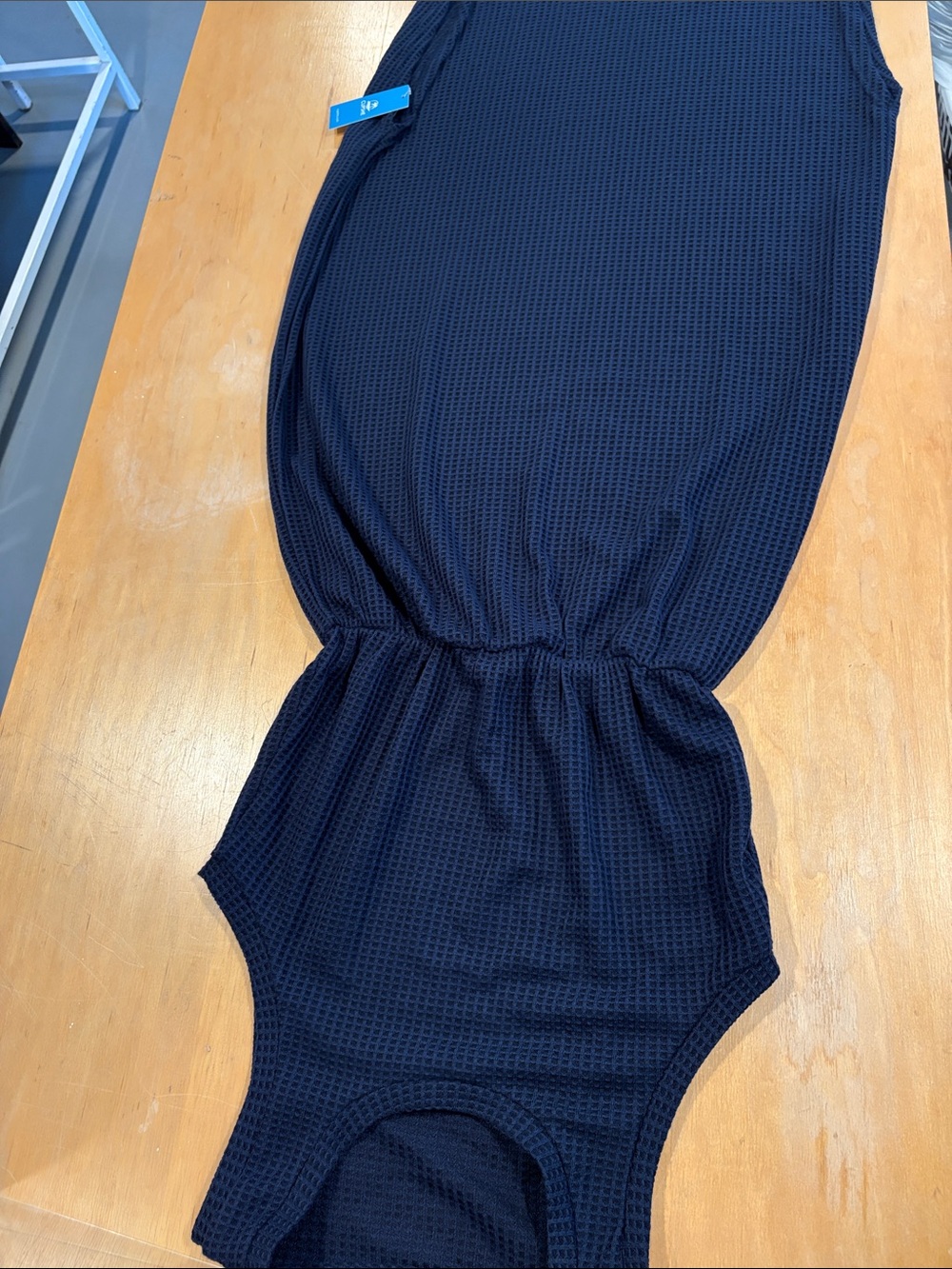 Cupshe ~ Navy Blue Textured Waffle Fabric Swimsuit Coverup Dress